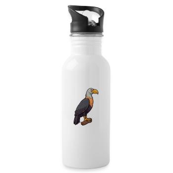 Kondor-Karikatur-Kawaii-Aquarell-Illustration - Trinkflasche mit integriertem Trinkhalm - Weiß - Rechts