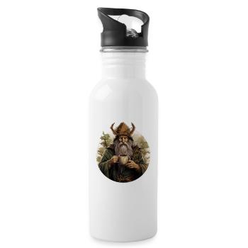 Druid With Coffee Fantasy RPG Shirt - Water bottle with straw - white - Right