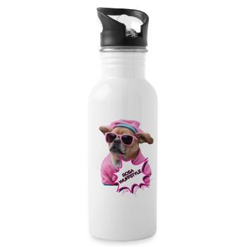 Rosa Wuffstyle - Trinkflasche mit integriertem Trinkhalm - Weiß - Rechts