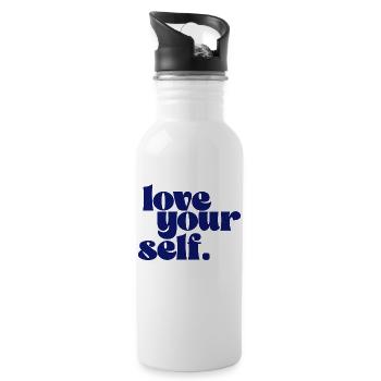 Liebe dich selbst - Trinkflasche mit integriertem Trinkhalm - Weiß - Rechts