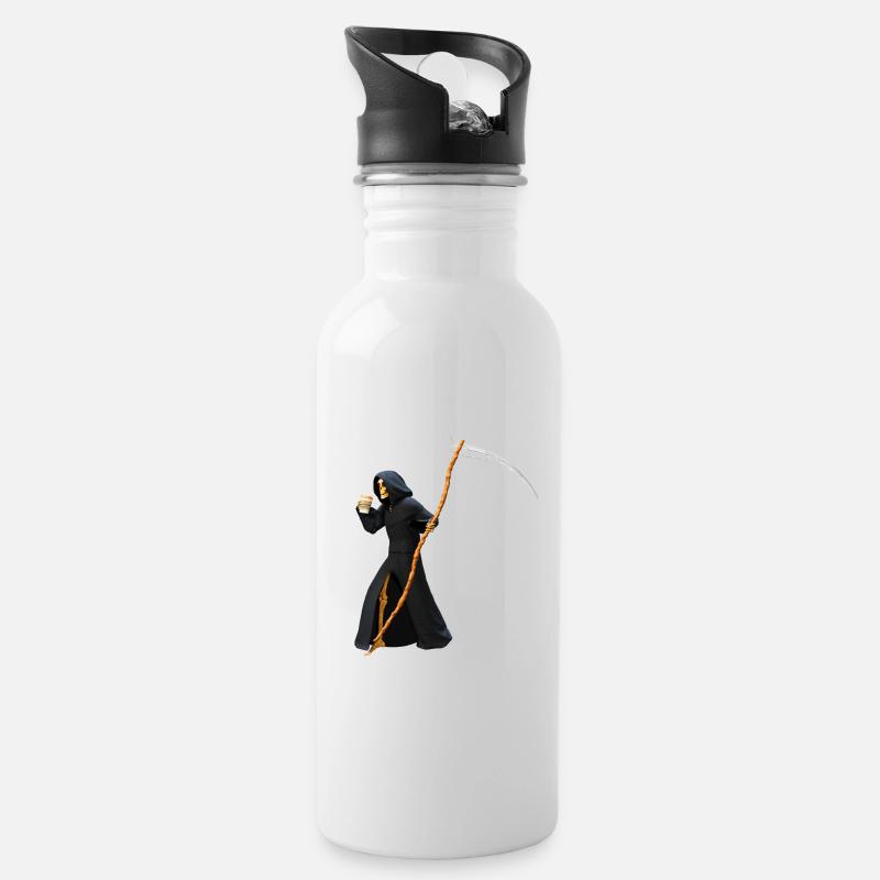 Coffee to go für den Tod - Trinkflasche mit integriertem Trinkhalm - Weiß