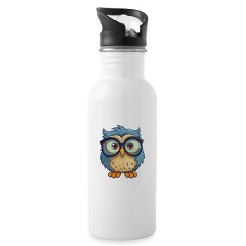 Eule trägt Brille Karikatur Kawaii Illustration - Trinkflasche mit integriertem Trinkhalm - Weiß - Rechts