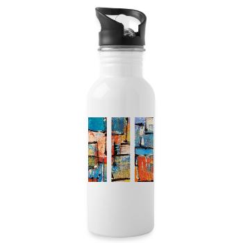 Design abstrait d’art urbain - Gourde avec paille intégrée - blanc - Droite