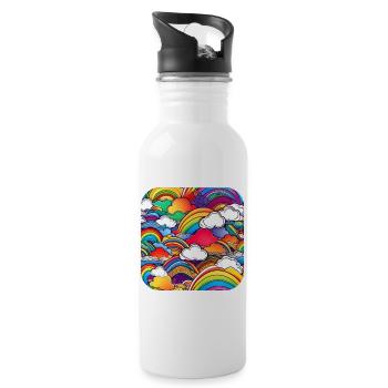 Good mood rainbows with clouds - Water bottle with straw - white - Right