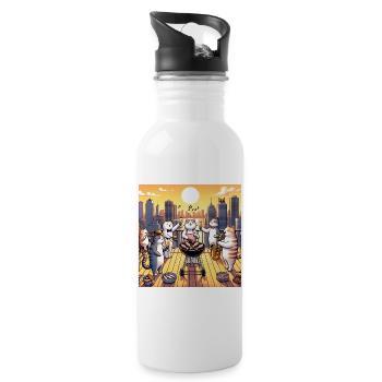 Cat Barbecue - Water bottle with straw - white - Right