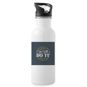 du wirst es tun - Trinkflasche mit integriertem Trinkhalm - Weiß - Rechts