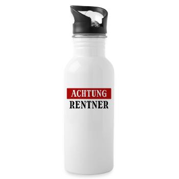 Abschied Ruhestand Statement Rentner Freiheit - Trinkflasche mit integriertem Trinkhalm - Weiß - Rechts