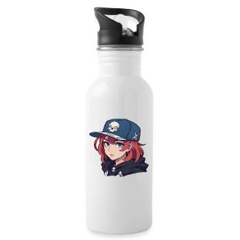 Skater Girl - Water bottle with straw - white - Right