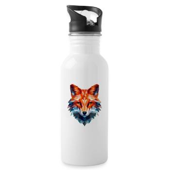 Geometric fox head in triangle look - Water bottle with straw - white - Right