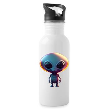Joyeux Halloween mignon extraterrestre effrayant drôle effrayant - Gourde avec paille intégrée - blanc - Droite
