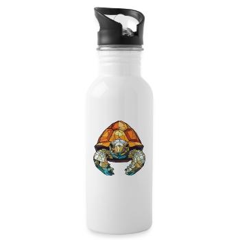 Schildkröte buntes Aquarell Tier Illustration - Trinkflasche mit integriertem Trinkhalm - Weiß - Rechts