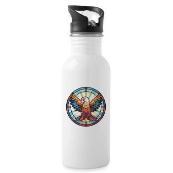 Adler buntes Aquarell Tier Haustier Illustration - Trinkflasche mit integriertem Trinkhalm - Weiß - Rechts