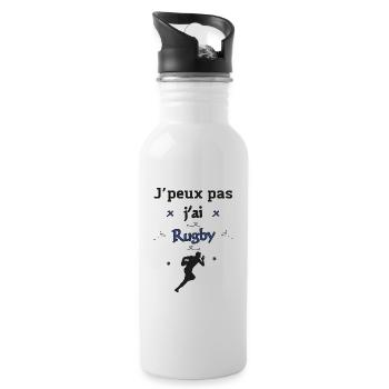 J'peux pas j'ai rugby - Gourde avec paille intégrée - blanc - Droite
