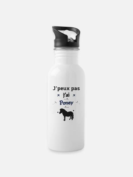 J'peux pas j'ai Poney - Gourde avec paille intégrée - blanc