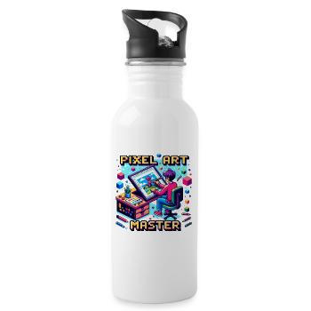 Maître du pixel art - Gourde avec paille intégrée - blanc - Droite