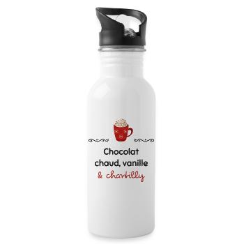 Heiße Schokolade, Vanille & Schlagsahne | Geschenk - Trinkflasche mit integriertem Trinkhalm - Weiß - Rechts