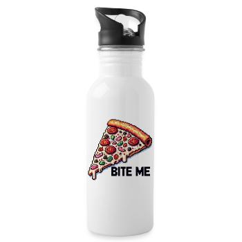 Bite me Pizza - Trinkflasche mit integriertem Trinkhalm - Weiß - Rechts