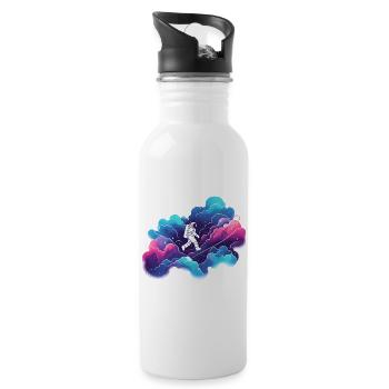 Astronaut in the Colorful Nebula: Space Hike - Water bottle with straw - white - Right