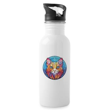 Australische Nebelkatze Bunte Aquarell-Karikatur - Trinkflasche mit integriertem Trinkhalm - Weiß - Rechts