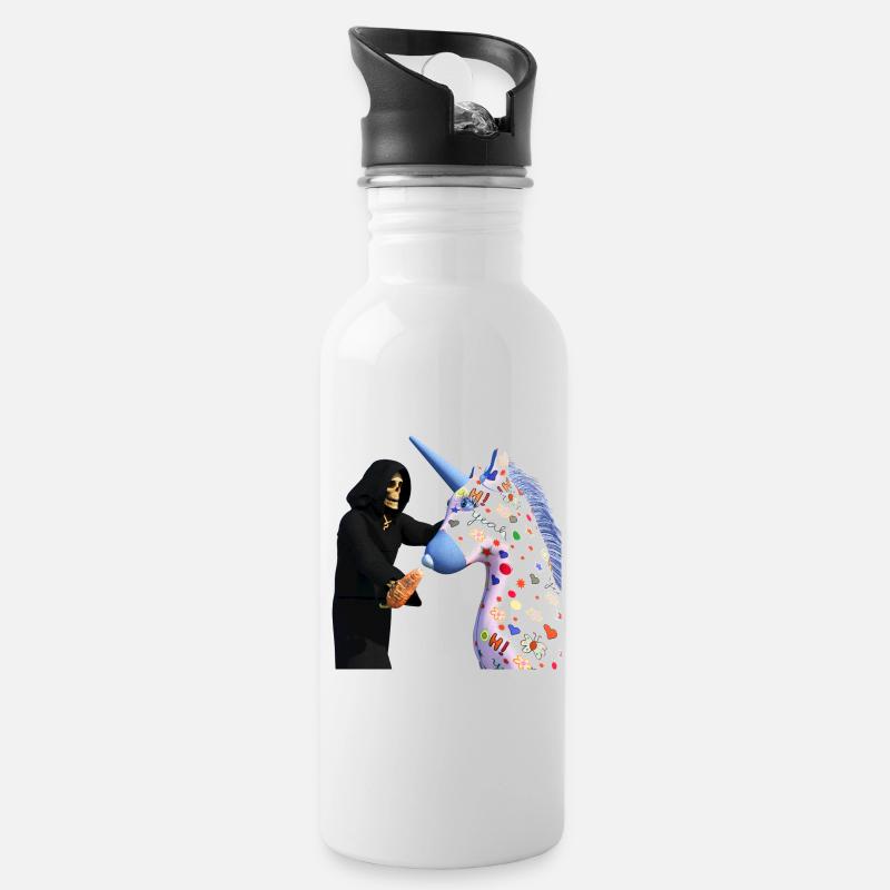 Lieben Pferde keine Karotten? - Trinkflasche mit integriertem Trinkhalm - Weiß