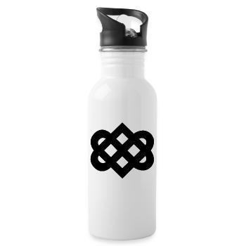 Multicolor Abstract Floral Illustration - Water bottle with straw - white - Right