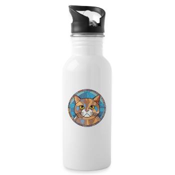 British Fold Shorthair chat aquarelle colorée - Gourde avec paille intégrée - blanc - Droite