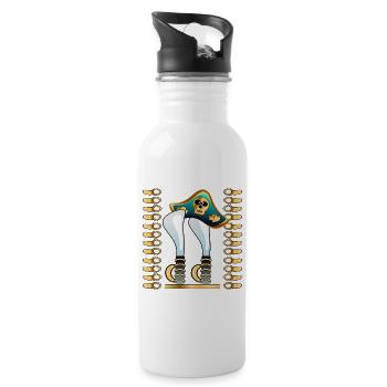 11. Geburtstag - Zahl ELF - PIRATEN MOTTO - Trinkflasche mit integriertem Trinkhalm - Weiß - Rechts