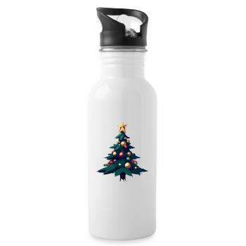 Xmas Tree - Water bottle with straw - white - Right
