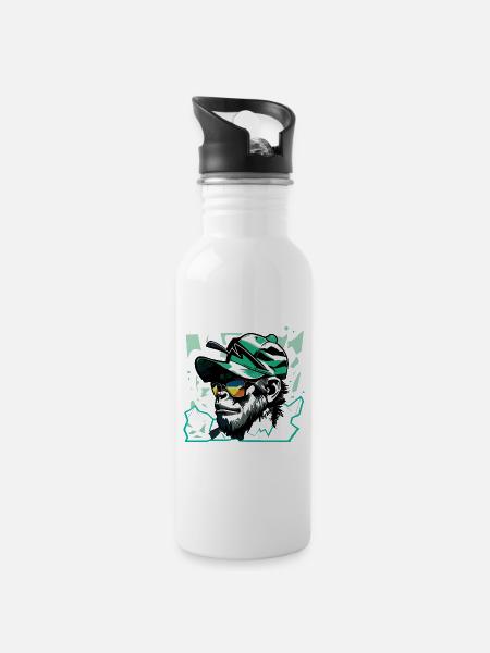 GorillArt - Water bottle with straw - white