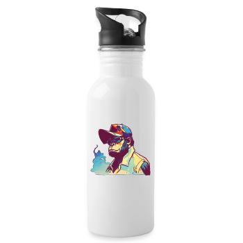Gorilla with Shades - Water bottle with straw - white - Right