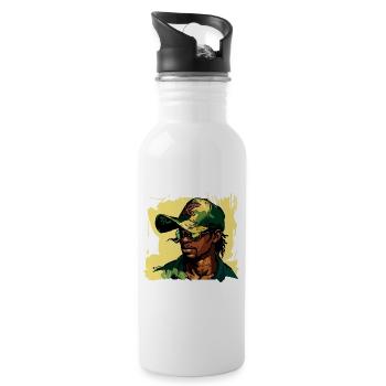 Militär Typ - Trinkflasche mit integriertem Trinkhalm - Weiß - Rechts