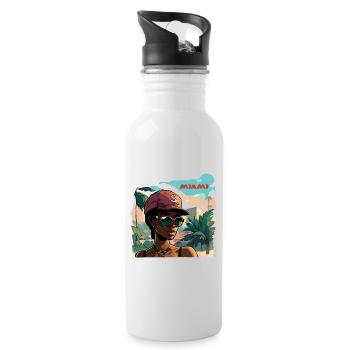 Miami Post Card - Water bottle with straw - white - Right