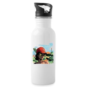 Asian Woman in Thailand - Water bottle with straw - white - Right