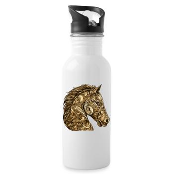 Horse Head Animal - Water bottle with straw - white - Right