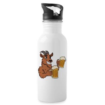Saufender Bock - Trinkflasche mit integriertem Trinkhalm - Weiß - Rechts
