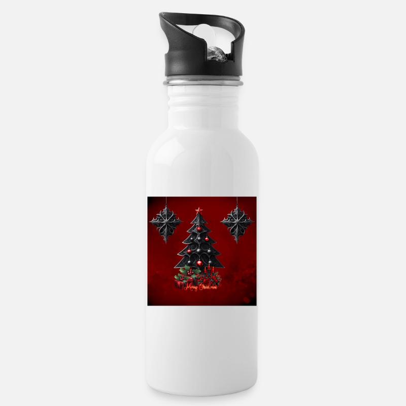Wunderschöner gotischer Weihnachtsbaum - Trinkflasche mit integriertem Trinkhalm - Weiß
