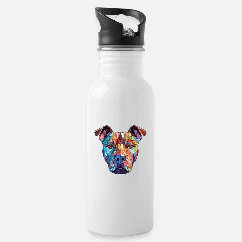 American Pitbull Terrier Hunderasse Aquarell - Trinkflasche mit integriertem Trinkhalm - Weiß
