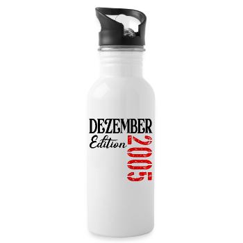 21. Geburtstag - Edition Dezember 2005 - Trinkflasche mit integriertem Trinkhalm - Weiß - Rechts