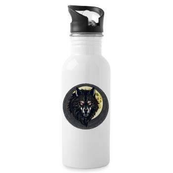 Horror werewolf with red glowing eyes - Water bottle with straw - white - Right