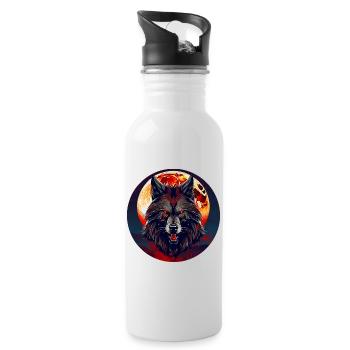 Horror werewolf with red glowing eyes - Water bottle with straw - white - Right