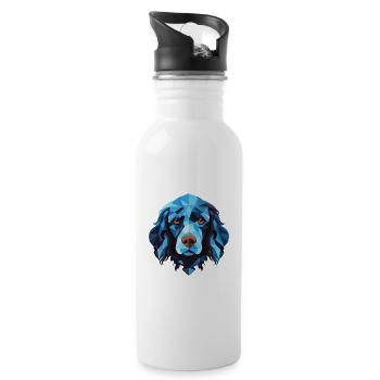 Blue Picardy Spaniel Dog Breed Colorful Watercolor - Water bottle with straw - white - Right