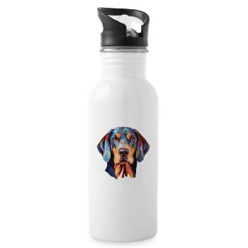 Bluetick Coonhound Dog Breed Colorful Watercolor - Water bottle with straw - white - Right