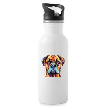 Bullmastiff chien race aquarelle Illustration - Gourde avec paille intégrée - blanc - Droite