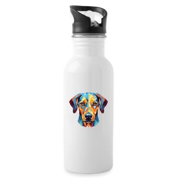 Catahoula Leopard Hunderasse buntes Aquarell - Trinkflasche mit integriertem Trinkhalm - Weiß - Rechts