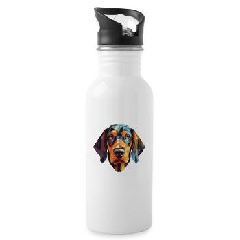 Schwarz und Tan Coonhound Hunderasse Aquarellglas - Trinkflasche mit integriertem Trinkhalm - Weiß - Rechts