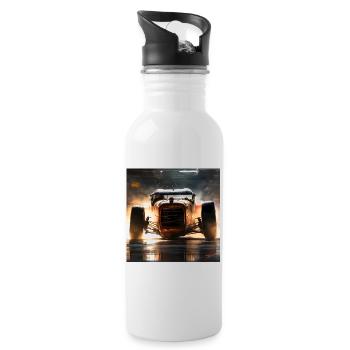Rusty Hot Rod Rennen #9 - Trinkflasche mit integriertem Trinkhalm - Weiß - Rechts