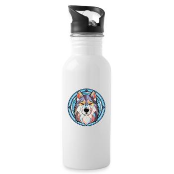 Alaskan Malamute Hunderasse Aquarell Illustration - Trinkflasche mit integriertem Trinkhalm - Weiß - Rechts