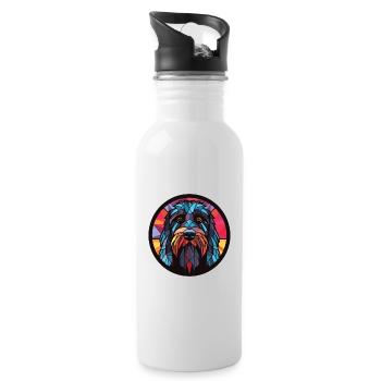 Terrier russe noir chien race verre aquarelle - Gourde avec paille intégrée - blanc - Droite