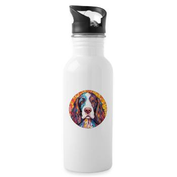 Gascons Saintongeois Dog Breed Colorful Watercolor - Water bottle with straw - white - Right