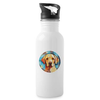 Labrador Retriever Hund Rasse buntes Aquarell - Trinkflasche mit integriertem Trinkhalm - Weiß - Rechts